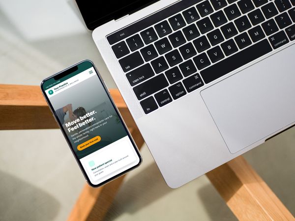 A sample chiropractic practice website on a phone
